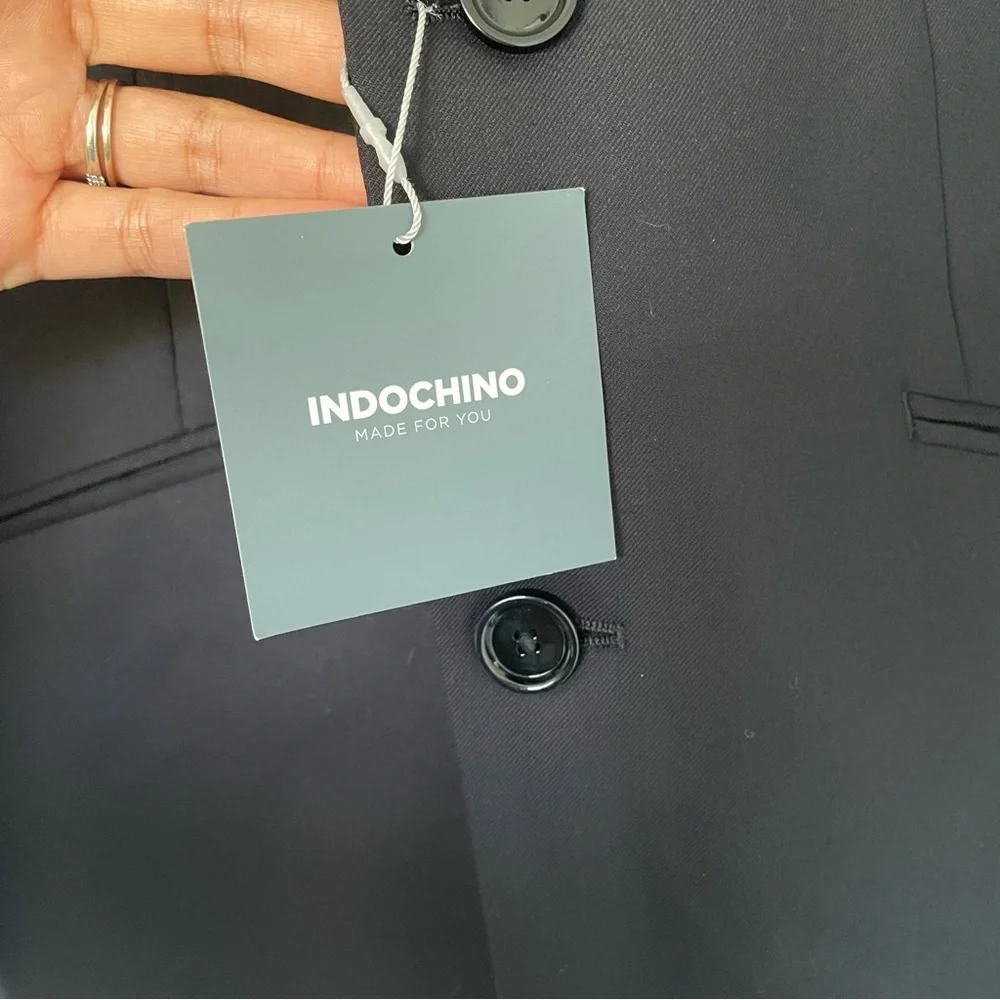 Indochino Luxury Men's NWT CUSTOM SIZE Suit Blazer 40R Black Red Wool Blend - Picture 3 of 9